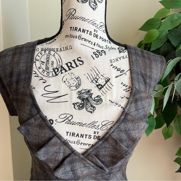 Perla de Pari Vintage Wool Plaid Dress Brown Sz 0 - Picture 3 of 16